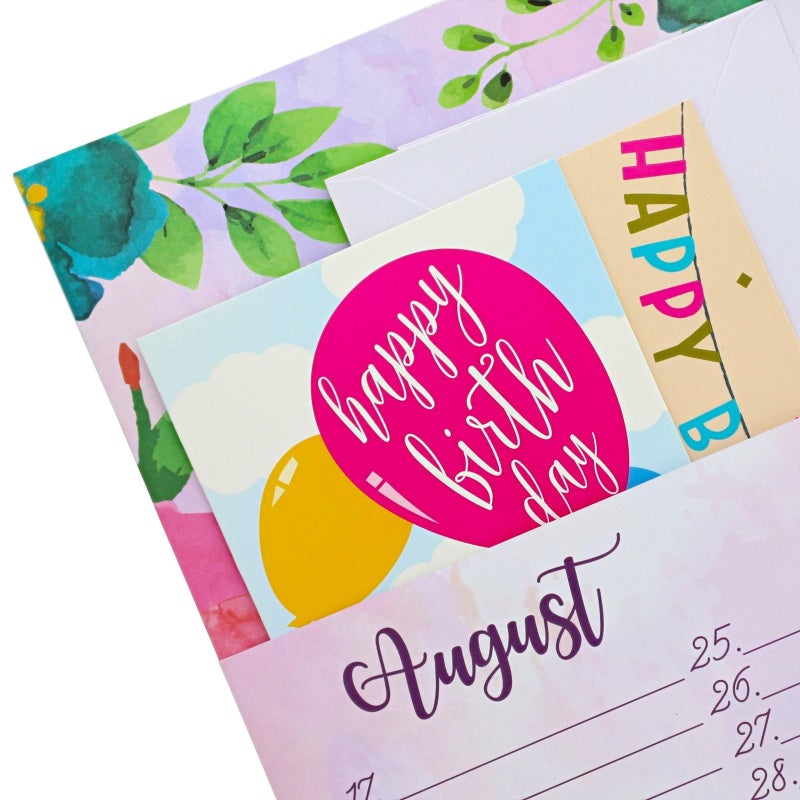 Sustainable Greetings Floral Month by Month Greeting Card Organiser Book with 24 Pockets, Card and File Keeper Dividers for Birthdays, Weddings, Milestones, Graduation Parties, Holiday Reminders (21 x 25 cm) - Image 5